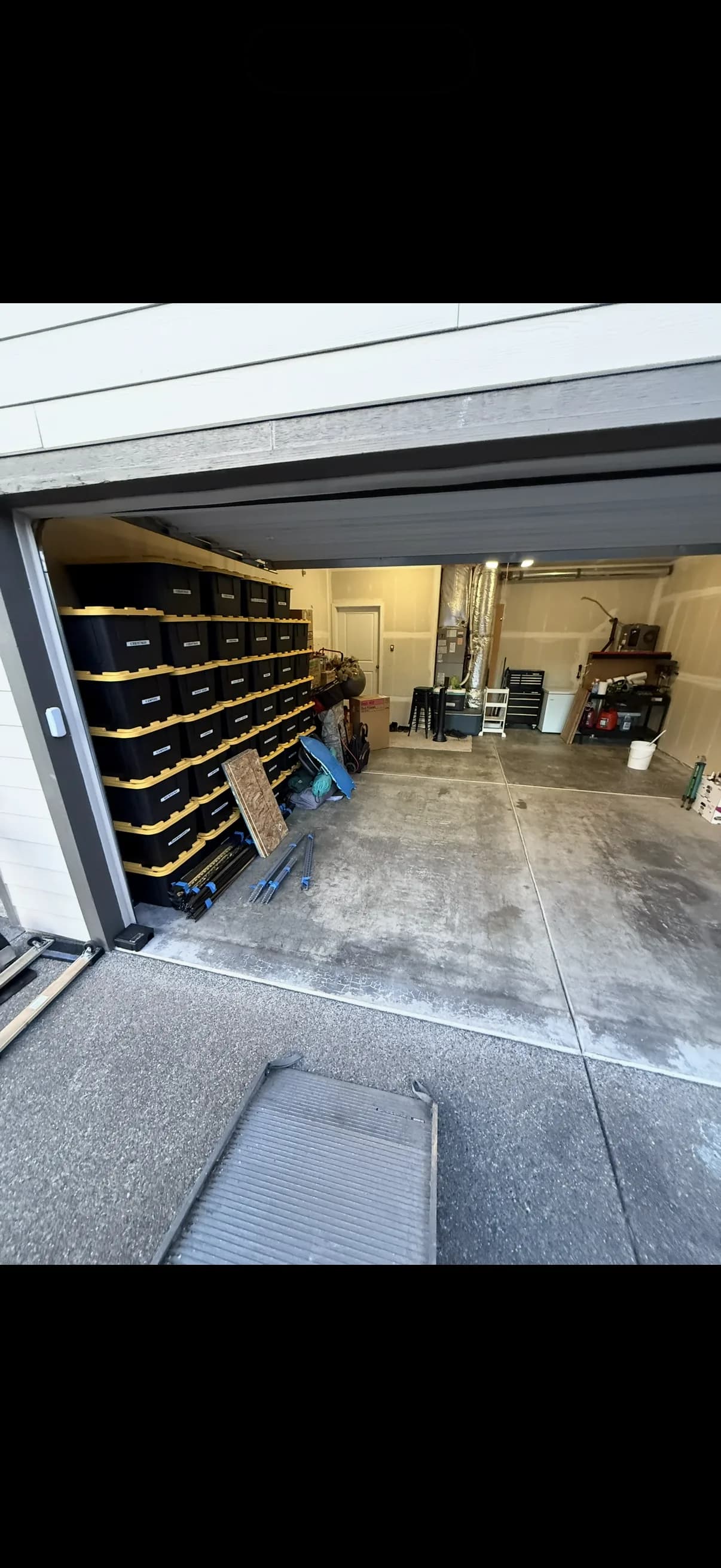 Garage cleared and organized after a project